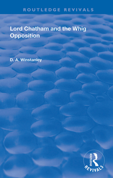 Paperback Lord Chatham and the Whig Opposition Book
