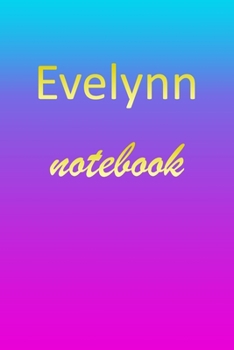 Evelynn: Blank Notebook | Wide Ruled Lined Paper Notepad | Writing Pad Practice Journal | Custom Personalized First Name Initial E Blue Purple Gold  | ... Homeschool & University Organizer Daybook