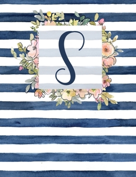 Paperback S: Letter S Monogram Initial Notebook - 8.5" x 11" - 100 pages, Dot Bullet Grid Pages- Watercolor Floral Notebook Book