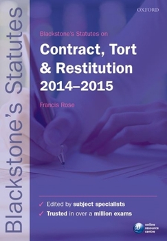 Paperback Blackstone's Statutes on Contract, Tort & Restitution Book