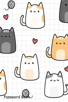 Paperback Password Book: Include Alphabetical Index With Cute Cat Kitten Cartoon Doodle Seamless Pattern Book