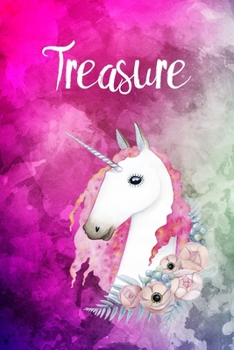 Treasure: Cute Unicorn Notebook Writing Journal for Girls,6x9 dimension|121pages,Personalized With Name,  Personalized Writing Journal,Notebook for Women and Girls, Personalized Notebook/Journal Gift