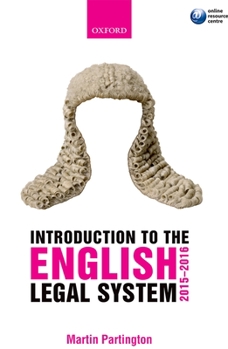 Paperback Introduction to the English Legal System 2015-2016 Book