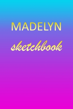 Paperback Madelyn: Sketchbook - Blank Imaginative Sketch Book Paper - Pink Blue Gold Custom Letter M Personalized Cover - Teach & Practic Book