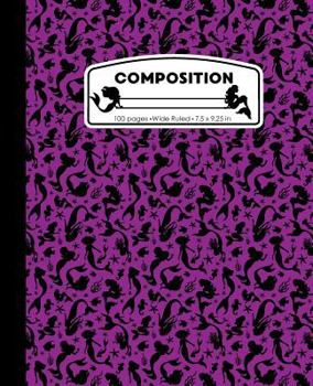 Composition : Mermaid Purple and Black Marble Composition Notebook for Girls. Magical Fantasy Wide Ruled Baseball Book 7. 5 X 9. 25 in, 100 Pages, Journal for Kids, Elementary School Students and Teac