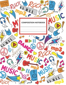 Paperback Composition Notebook: A Music Lovers Composition Notebook, A Blank 8.5x11" Half Page Practice Writing Composition Notepad With Dashed Midlin Book