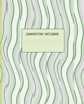 Paperback Composition Notebook: BOLD GREEN AND GRAY OPTICAL WAVES DESIGN - WIDE RULED JOURNAL NOTEBOOK WORKBOOK - 100 Pages - 7.5 x 9.25" Book