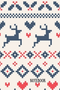 Notebook: Traditional Folk Christmas Reindeer Book Cute Planner Notepad Notebook Composition and Journal Gratitude Dot Diary