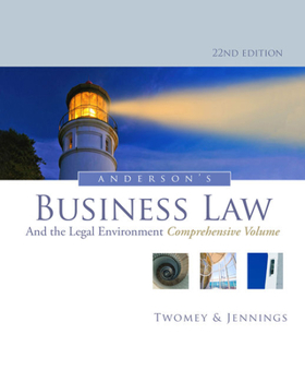 Hardcover Anderson's Business Law and the Legal Environment Book