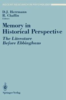 Paperback Memory in Historical Perspective: The Literature Before Ebbinghaus Book