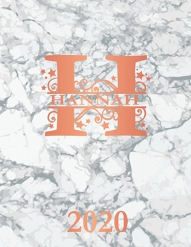 Hannah: 2020. Personalized Name Weekly Planner 2020. Monogram Letter H Notebook Diary. White Marble & Rose Gold Cover. Datebook Calendar Schedule