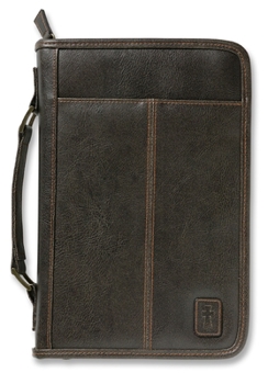 Misc. Aviator Bible Cover, Zippered, with Handle, Leather Look, Brown, Extra Large Book