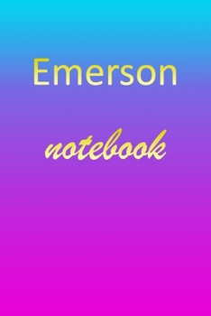 Paperback Emerson: Blank Notebook - Wide Ruled Lined Paper Notepad - Writing Pad Practice Journal - Custom Personalized First Name Initia Book