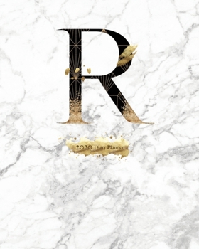 2020 Diary Planner: 8x10 Rose Gold & Black January to December 2020 Diary Planner With "R" Monogram on Luxury Gray Marble