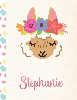 Paperback Stephanie: Personalized Llama Journal For Girls - 8.5x11 110 Pages Notebook/Diary With Pink Name Book