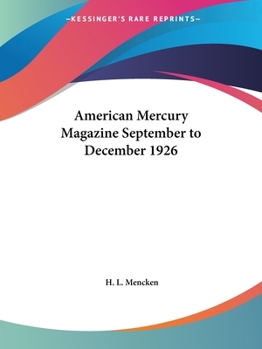 Paperback American Mercury Magazine September to December 1926 Book