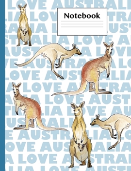 Paperback Kangaroo Notebook: 8.5" x 11" - 120 page Blank Lined Pages Notebook Love Australia Text and Kangaroos for Boys and Girls Book