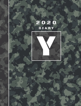 Paperback Personalised 2020 Diary Week To View Planner: A4 Letter Y Block Green And Black Camo Camouflage Organiser And Planner For The Year Ahead, School, Busi Book