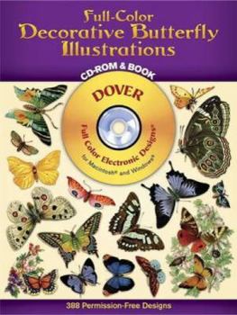 Paperback Full-Color Decorative Butterfly Illustrations CD-ROM and Book [With CDROM] Book