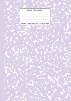 Paperback Marble Notebook A4: Lilac Purple College Ruled Journal Book