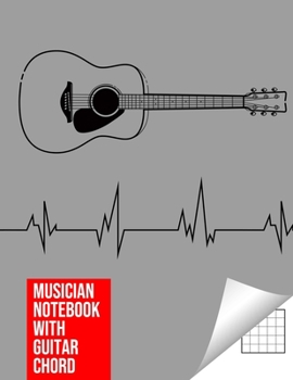 Paperback Musician Notebook with Guitar Chord - Guitar/Bass Fretboard Paper Cool Bassist Gift For A Bass Player Notebook guitar chords in grey color Cover Book