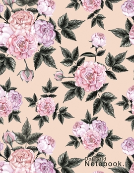 Paperback Dotted Notebook Floral Cover Mixed with beautiful colors: (green forest, peach, beige, Royal and pastel violet) Book