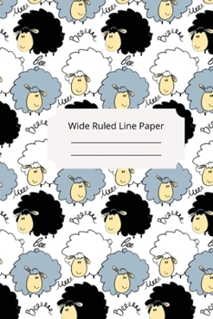 Cute Baby Sheep Theme Wide Ruled Line Paper