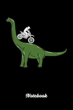 Paperback Notebook: Cycling On A Dinosaur. Mountain Biking Bicycling Bike. Blank Composition Notebook to Take Notes at Work. Plain white P Book