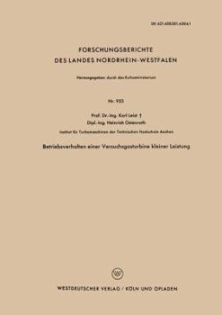 Paperback Betriebsverhalten Einer Versuchsgasturbine Kleiner Leistung [German] Book