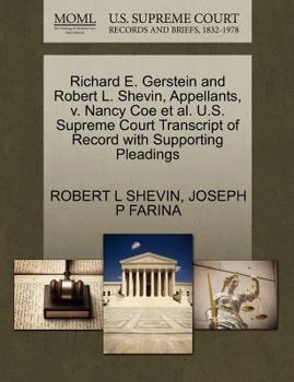 Paperback Richard E. Gerstein and Robert L. Shevin, Appellants, V. Nancy Coe Et Al. U.S. Supreme Court Transcript of Record with Supporting Pleadings Book