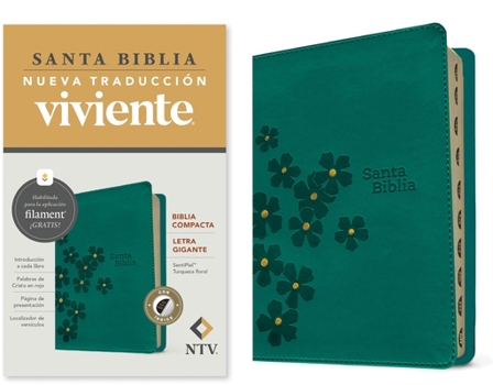 Biblia compacta NTV, letra gigante con Filament (SentiPiel, Turquesa floral, Índice, Letra Roja) (Spanish Edition)