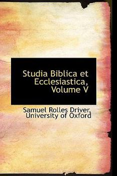 Paperback Studia Biblica Et Ecclesiastica, Volume V Book