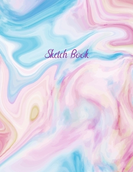 Paperback Sketch Book: Blank Pages Notebook size 8.5"x 11" 100 pages - Cute Pink Blue Marble Swirl Cover Great for Drawing, Sketching, Writin Book