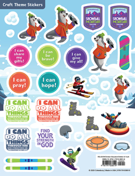 Vbs 2026 Snowball Mountain Challenge Craft Theme Stickers (Pkg of 12): Find Your Strength in God