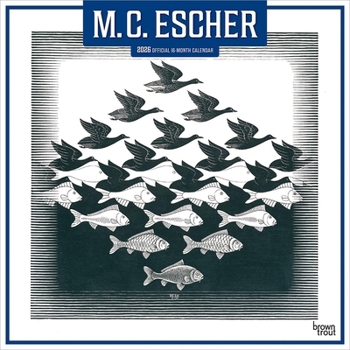 Calendar M.C. Escher Official 2026 12 X 24 Inch (Hanging) Monthly Square Wall Calendar Plastic-Free Book