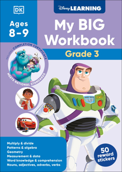 Paperback Disney Learning Big Workbook Grade 3: Math & English Workbook for Kids Aged 8-9, Curriculum-Based Book
