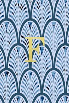 Paperback F: Blue art deco print with gold lettering initial notebook jotter Book