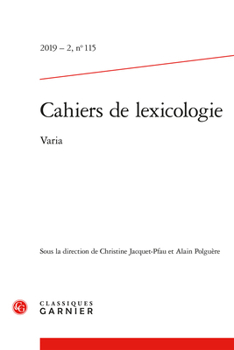 Paperback Cahiers de Lexicologie: Varia [French] Book