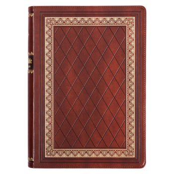 Leather Bound KJV Study Bible, Standard Print Faux Leather - Thumb Index, King James Version Holy Bible, Saddle Tan/Diamond Book