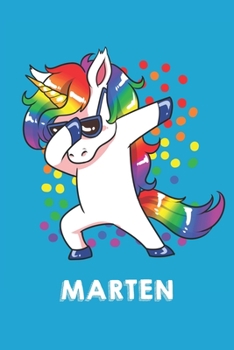 Marten: Personalisiertes Design Notizbuch Einhorn 120 linierte Seiten – Perfekte Geschenkidee für die Schuhe oder Weihnachten mit Vornamen DIN A5 (himmelblau) (German Edition)