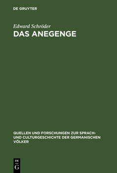 Hardcover Das Anegenge: Eine Litterarhistorische Untersuchung [German] Book