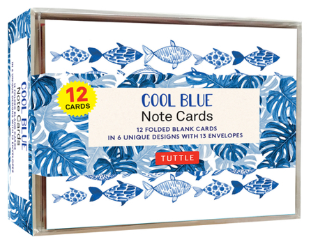 Misc. Cool Blue Note Cards - 12 Cards: In 6 Designs with 13 Envelopes (Card Sized 4 1/2 X 3 3/4 Inch) Book