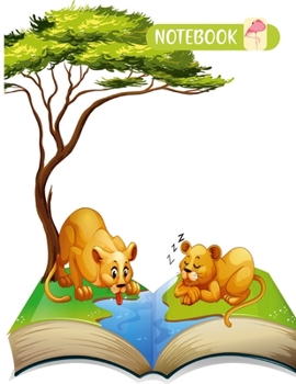 Lion Composition Notebook. Nifty Wide Ruled Paper Notebook Journal. Cute Baby & White Wide Cartoon Lion Lined Workbook for Teens Kids Students Girls for Home School College for Writing Notes.