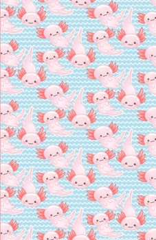 Paperback Bullet Dot Grid Journal: Pink Kawaii Axolotl Pet Blue Pattern, Dotted Grid, (5.5 x 8.5) Book
