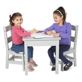 Wooden Table & Chairs - Gray