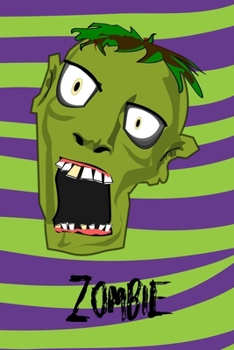 Paperback Zombie: Creepy Monster Blank Lined Gift Journal Diary or Notebook, Hand Drawn Illustration, Dot Grid, Purple Green Zombie Head Book