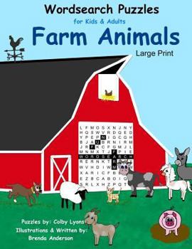 Paperback Word Search Puzzles Farm Animals: For kids and Adults Large Print Book