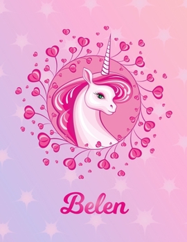 Belen: Unicorn Sheet Music Note Manuscript Notebook Paper | Magical Horse Personalized Letter A Initial Custom First Name Cover | Musician Composer ... Notepad Notation Guide | Compose Write Songs