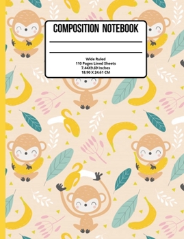 Paperback Composition Notebook Wide Ruled: Monkey 110 Pages Book