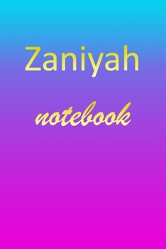 Zaniyah: Blank Notebook | Wide Ruled Lined Paper Notepad | Writing Pad Practice Journal | Custom Personalized First Name Initial Z Blue Purple Gold  | ... Homeschool & University Organizer Daybook